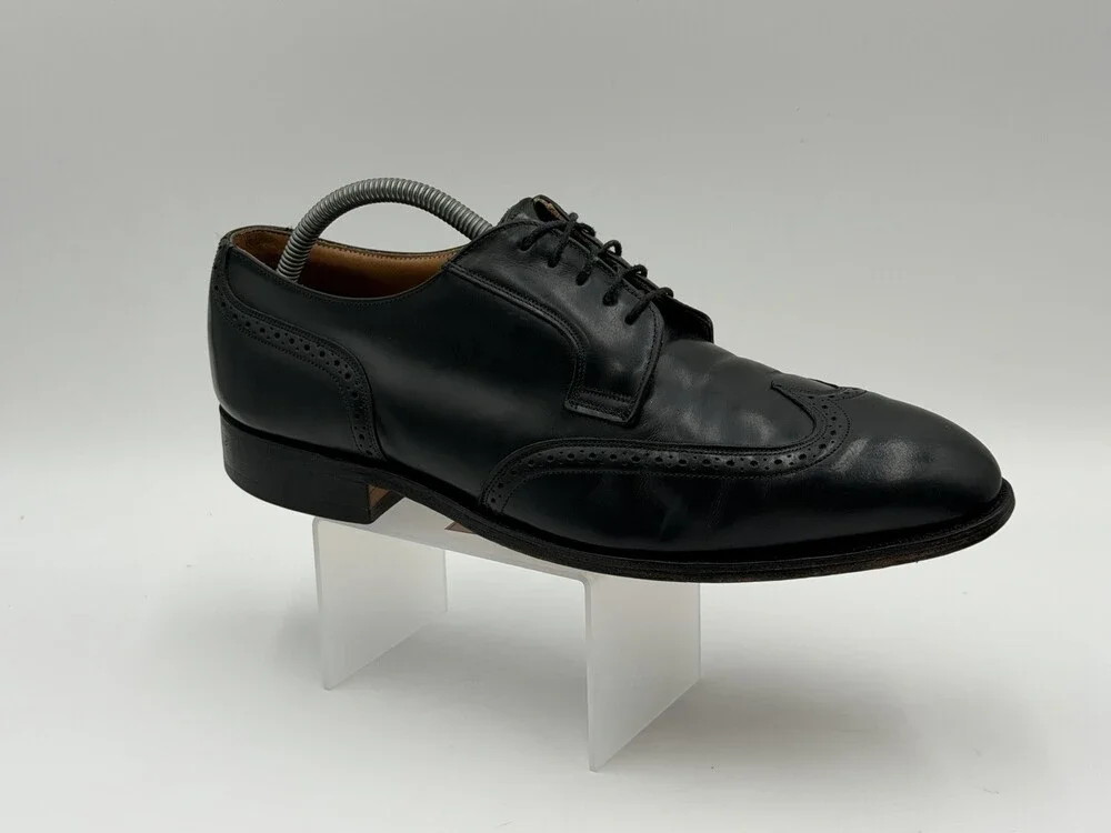 Johnston & Murphy Men’s Size 10D Black Leather Wingtip Brogue Oxford